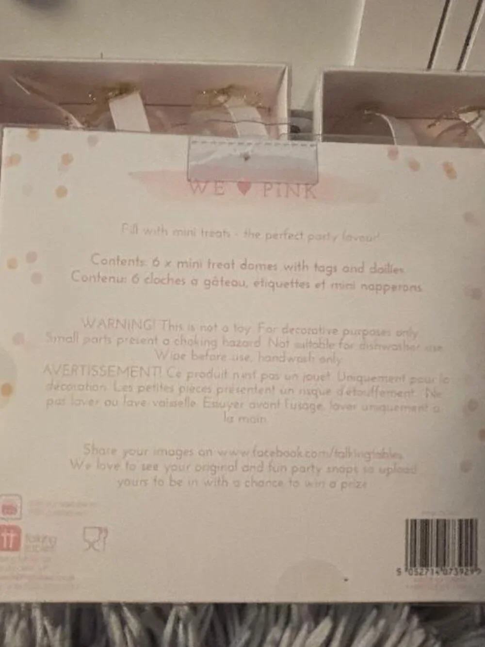 We-Pink Petite Transparent Desserts Display Trays with Domed Lids Tags NIB 24